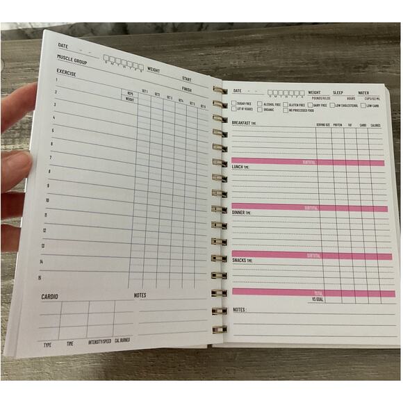 NEW Food & Fitness Journal Spiral Bound Book Notes - Picture 6 of 7